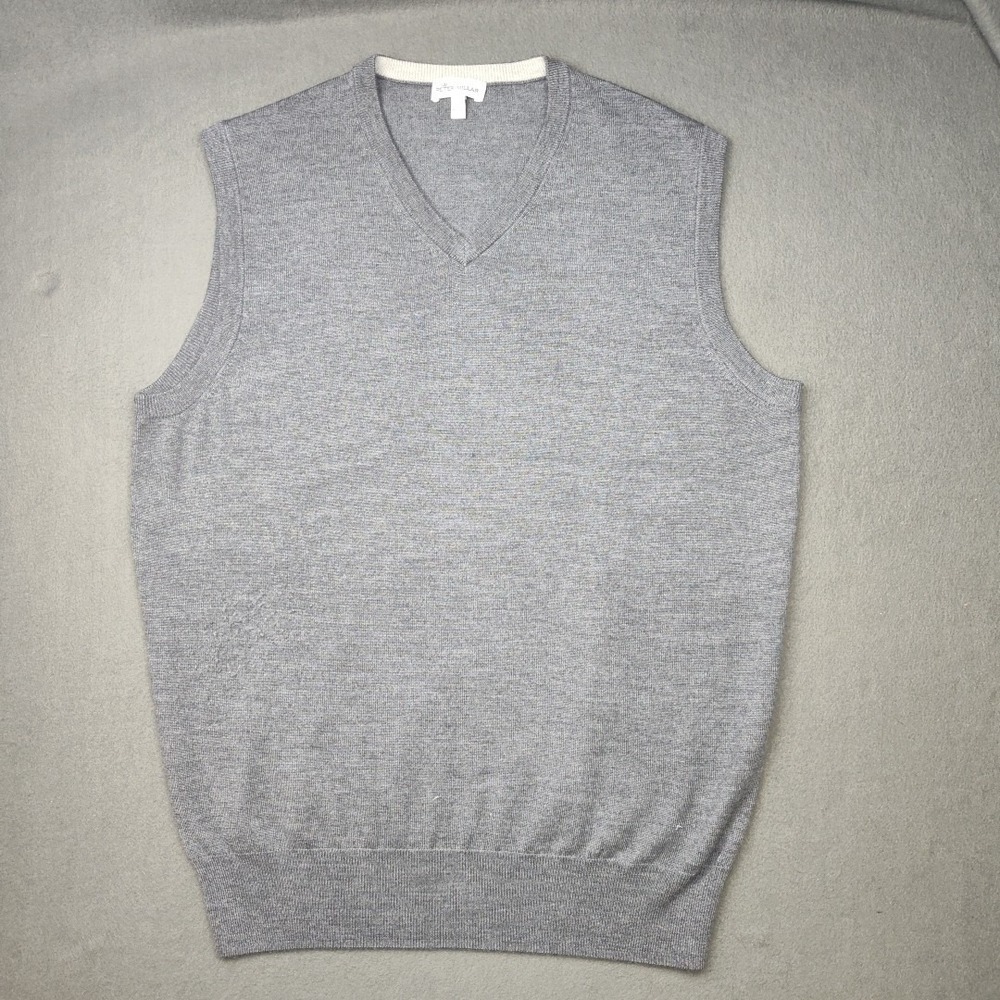 Peter Millar Sweater Vest Mens Large Gray‎ V Neck Pullover Wool Silk Bend Golf